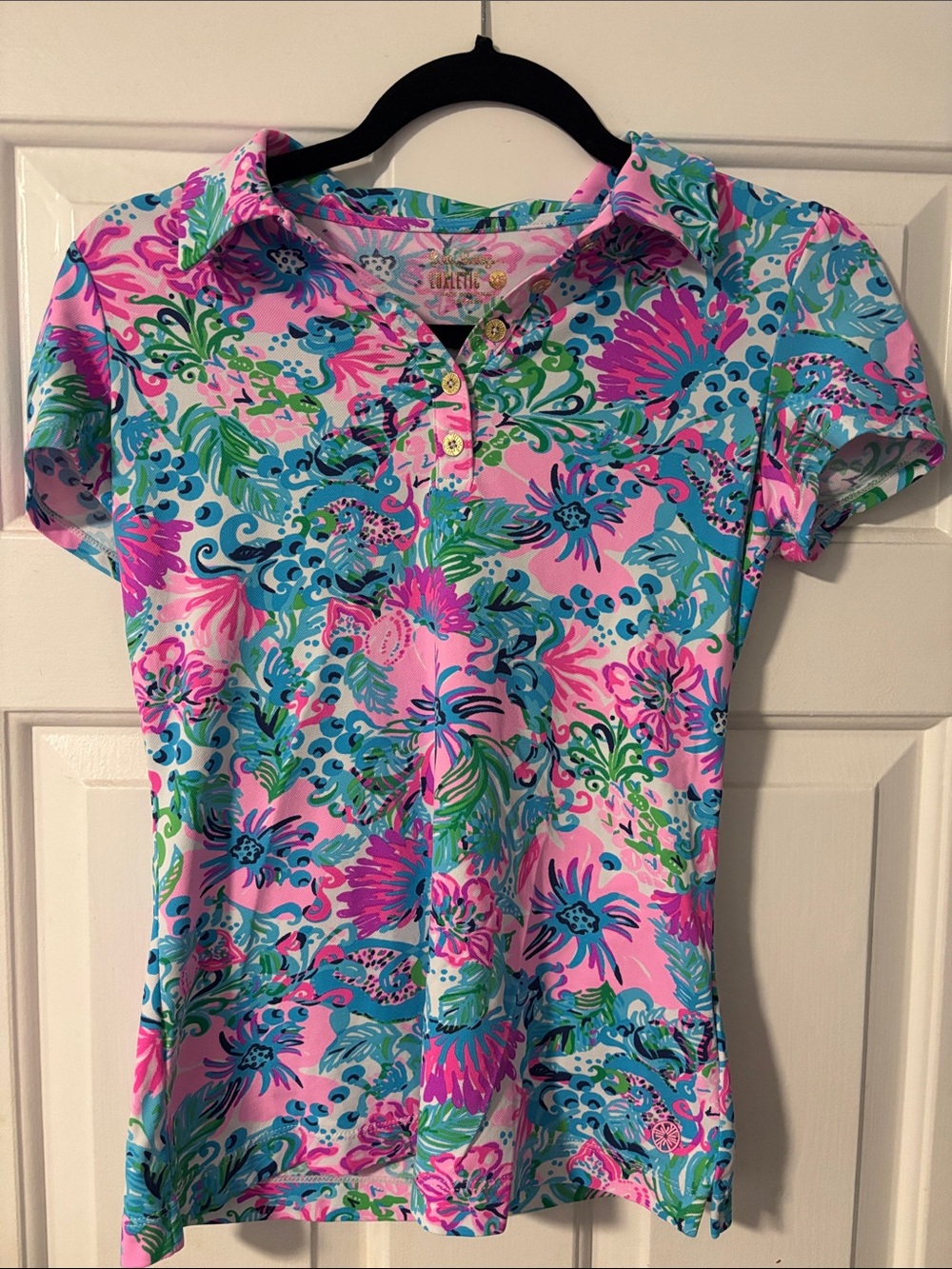 Lilly Pulitzer Women’s Pink Multi-Color Floral Polo Size XS